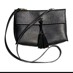 Anthropologie Convertible Black Crossbody Clutch Evening Simple Leather Bag